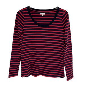 STYLEMINT Shirt Size Small Navy & Lipstick Red Stripe Dalton Nautical Preppy